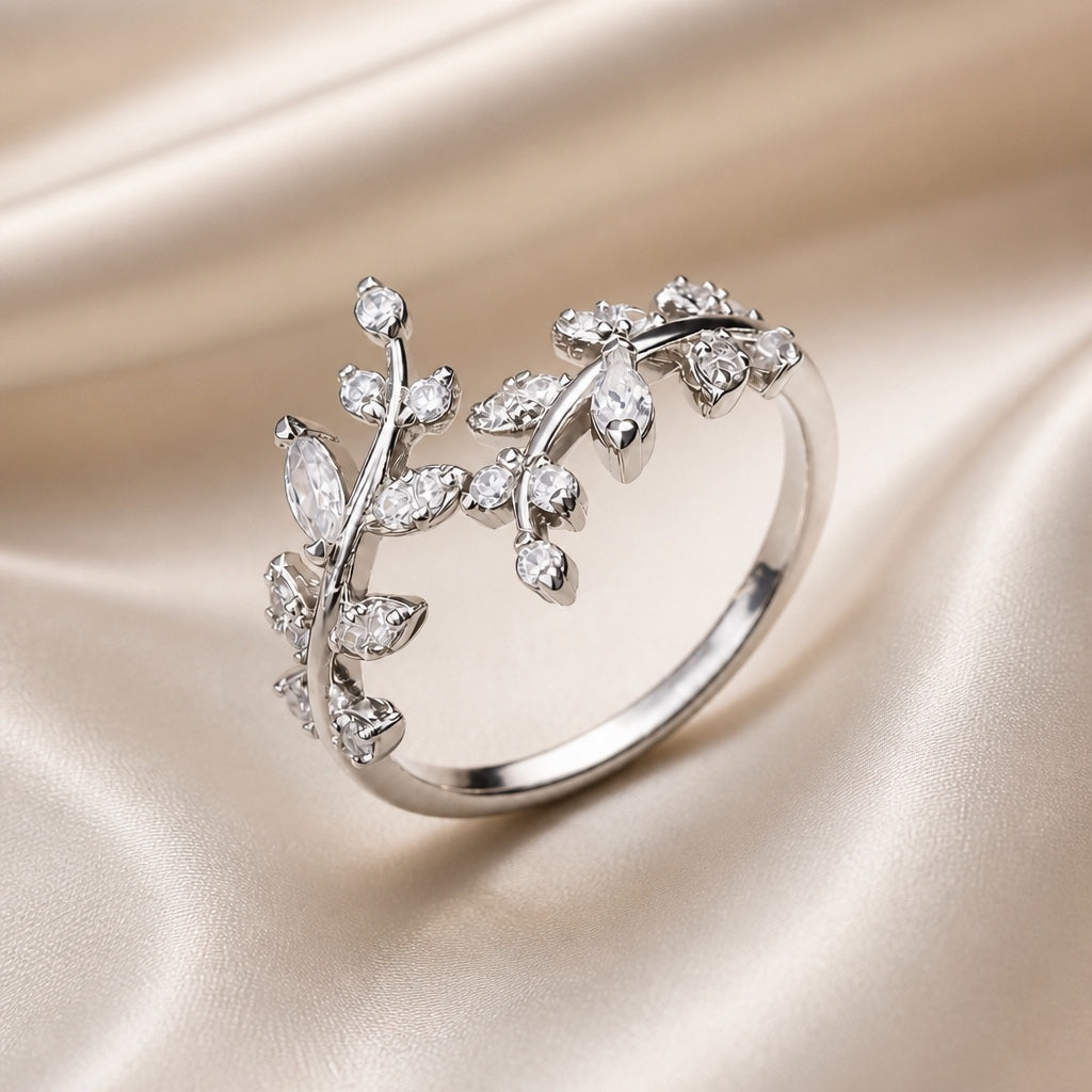 White Gold Screw Ring with Zirconia