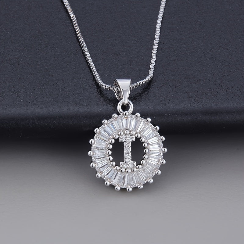 White Gold Necklace with Z Initial and Cubic Zirconia Pendant