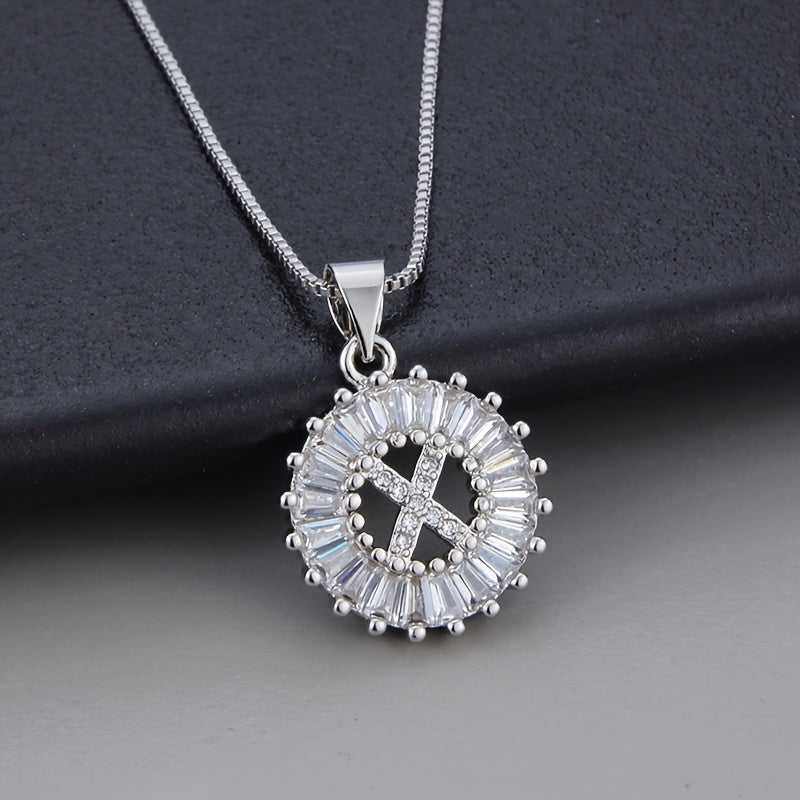 White Gold Necklace with Z Initial and Cubic Zirconia Pendant
