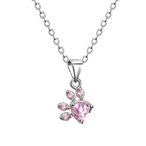 Rose Gold Paw Jewelry Set β 4 Pieces with Zirconia Heart (Ring, Necklace, Earrings, Bracelet)