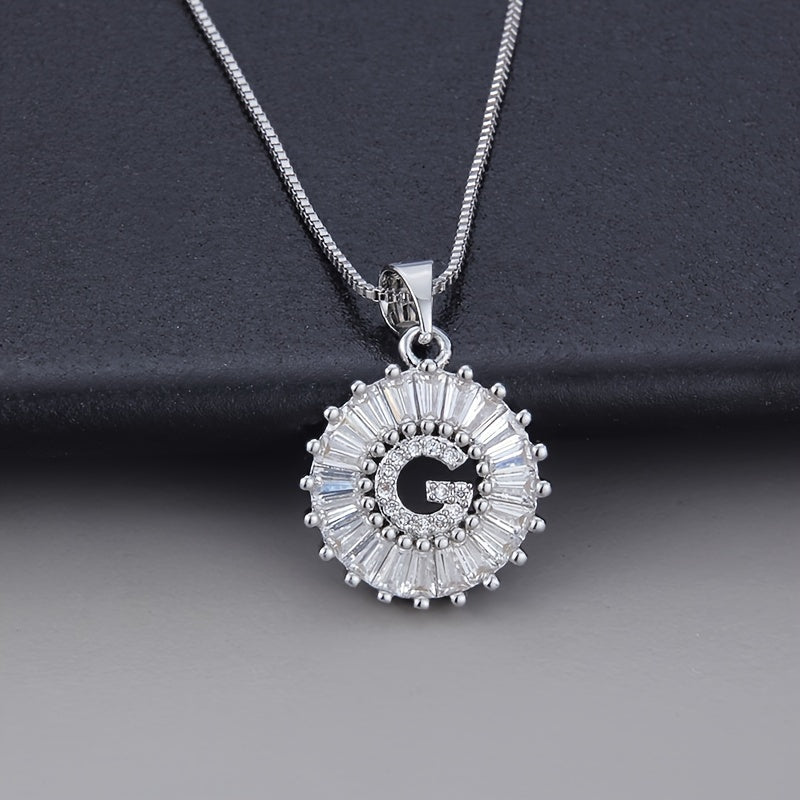 White Gold Necklace with Z Initial and Cubic Zirconia Pendant