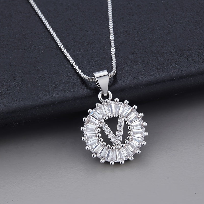 White Gold Necklace with Z Initial and Cubic Zirconia Pendant