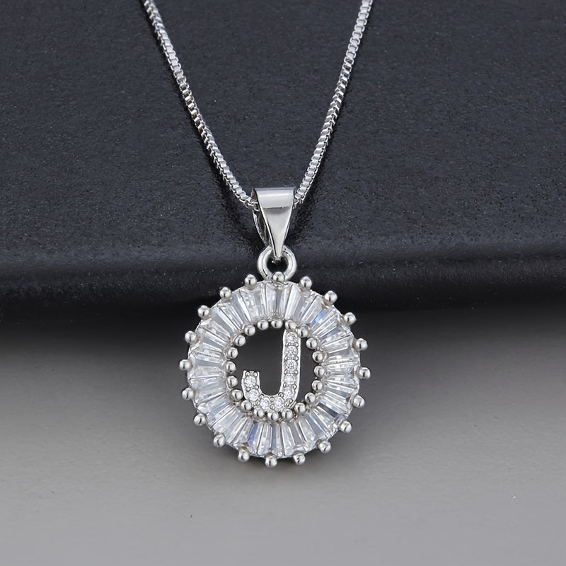 White Gold Necklace with Z Initial and Cubic Zirconia Pendant