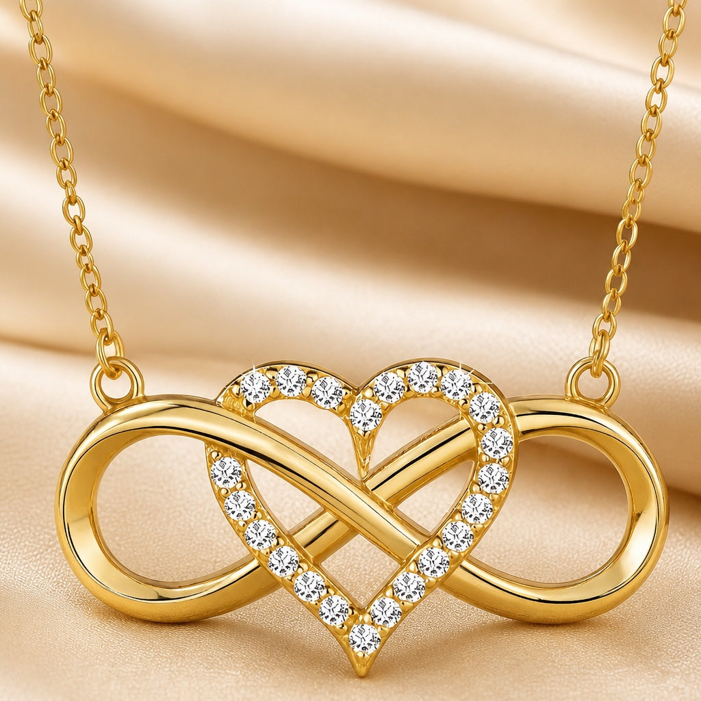 White Gold Infinity Heart Pendant with Necklace