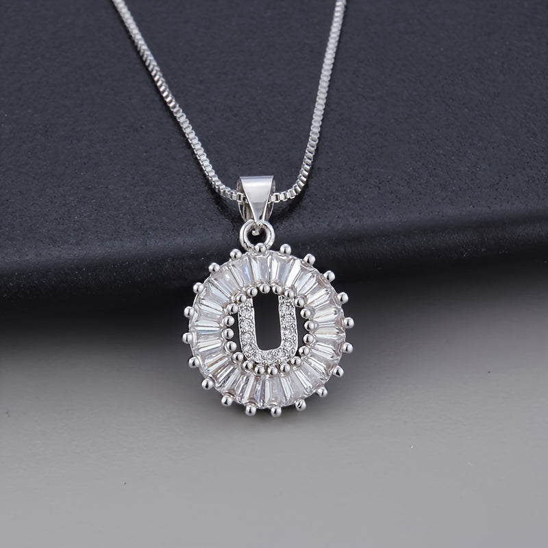 White Gold Necklace with Z Initial and Cubic Zirconia Pendant