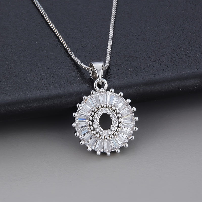 White Gold Necklace with Z Initial and Cubic Zirconia Pendant