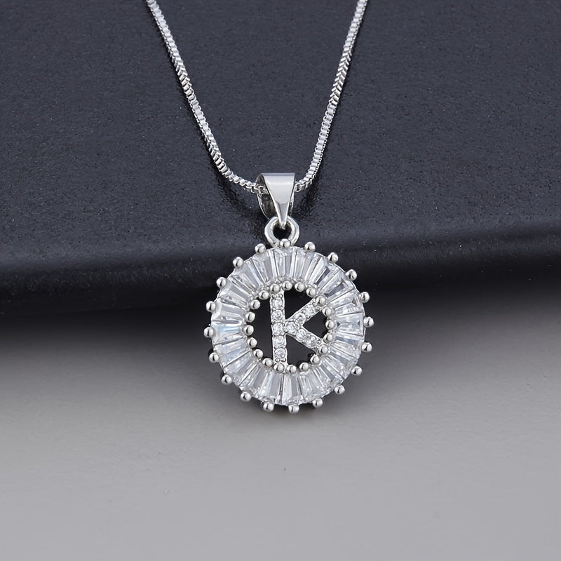 White Gold Necklace with Z Initial and Cubic Zirconia Pendant
