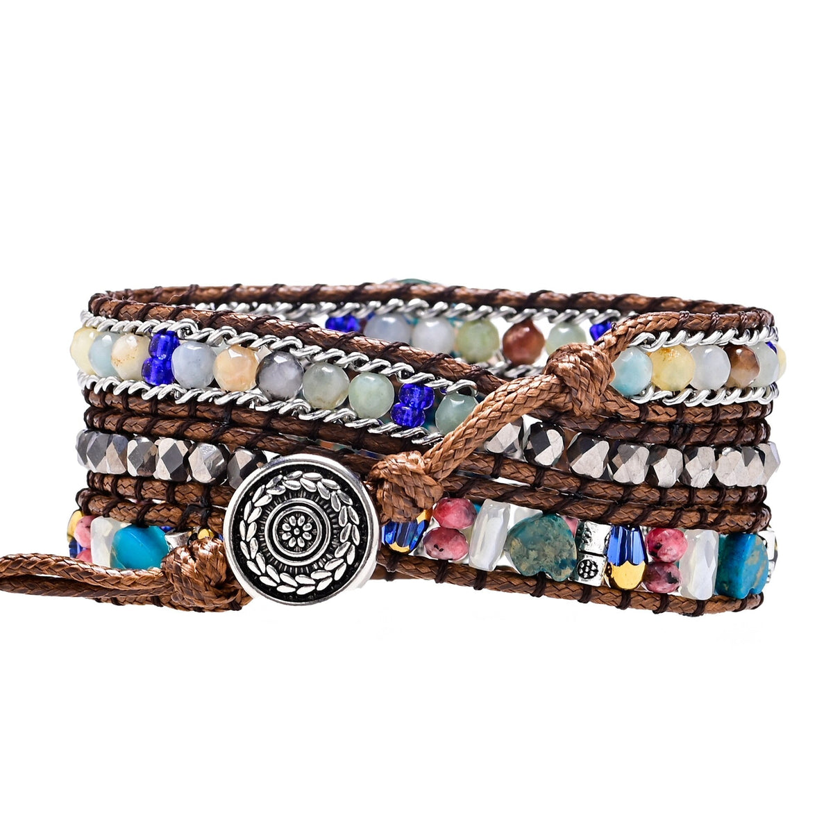 Blue Heart Calcite & Amazonite Bracelet