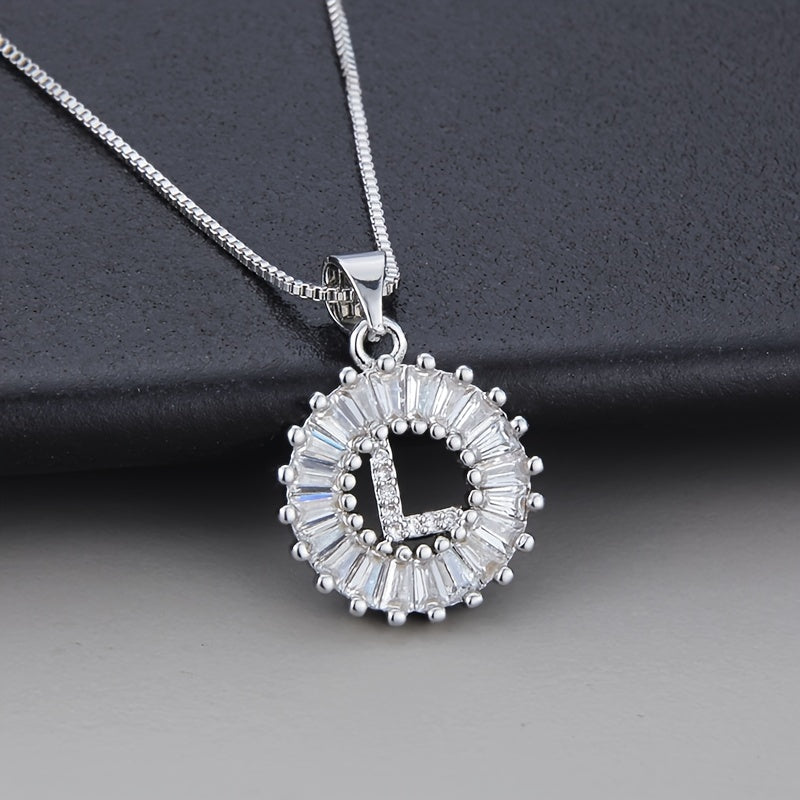 White Gold Necklace with Z Initial and Cubic Zirconia Pendant