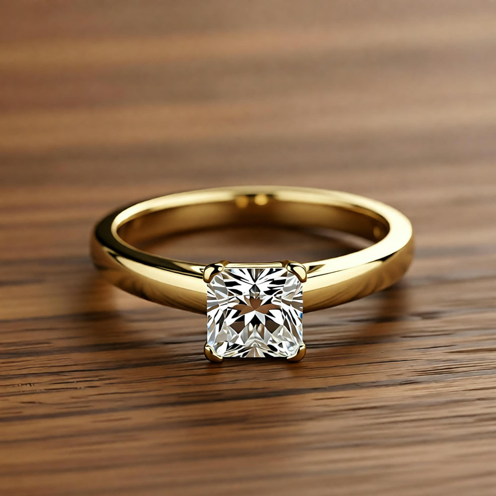 Square crystal and white gold ring