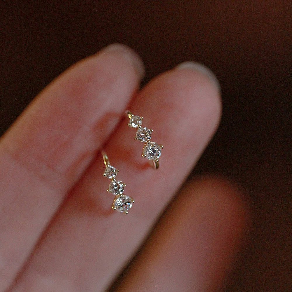 White gold earrings with small cubic zirconia stones