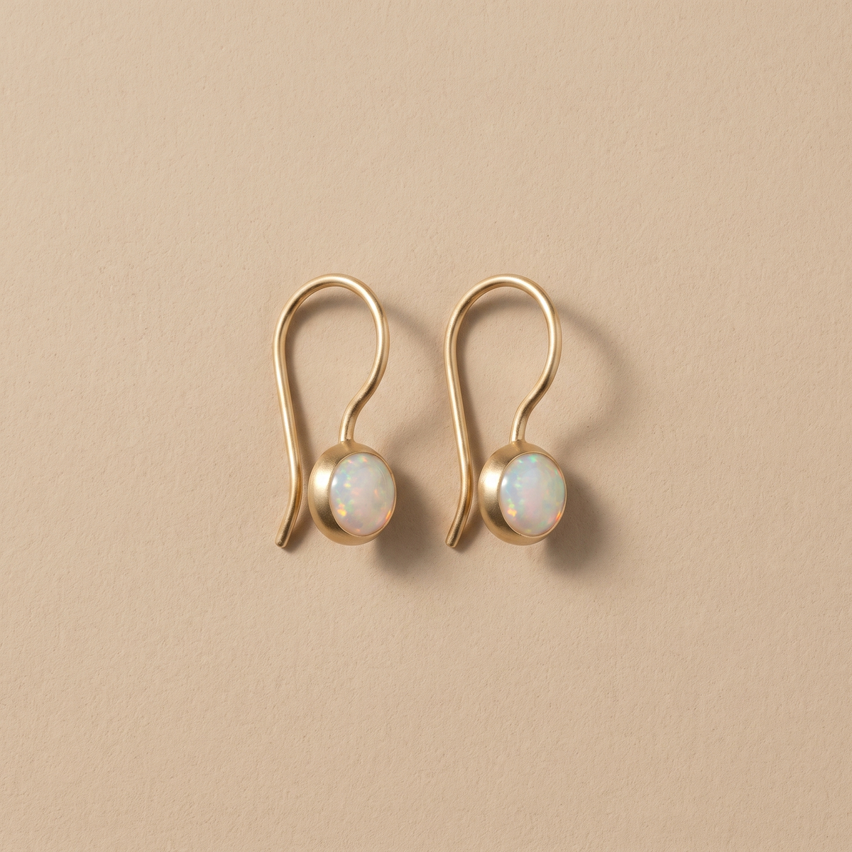 Timeless Gold Plated White Opal Earrings