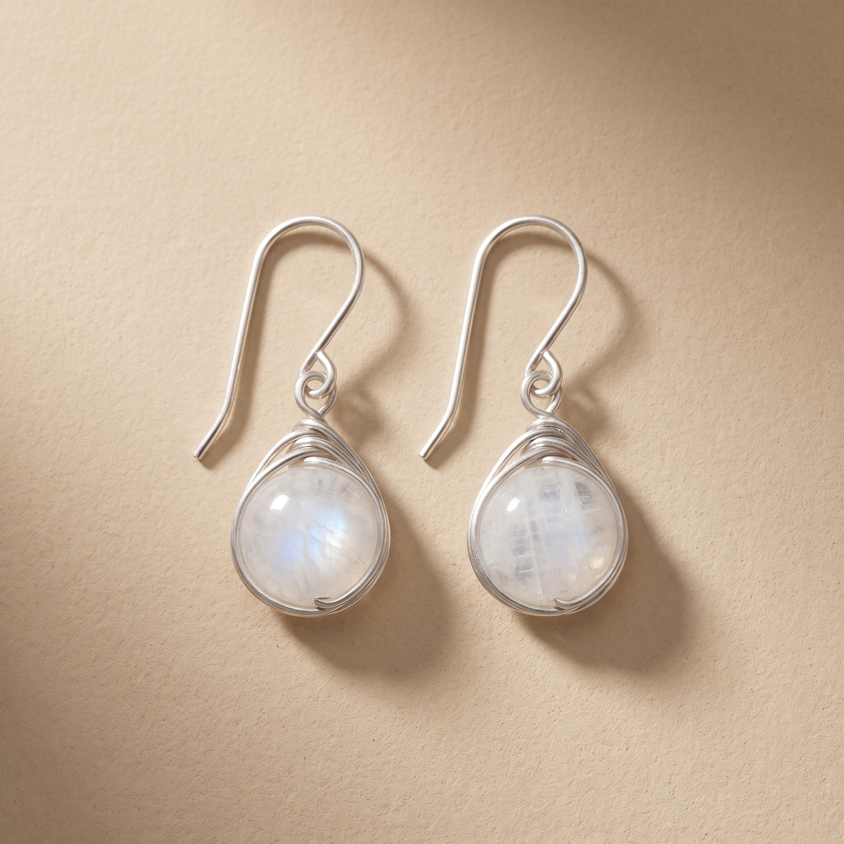 Silver Moonstone Drop Earrings