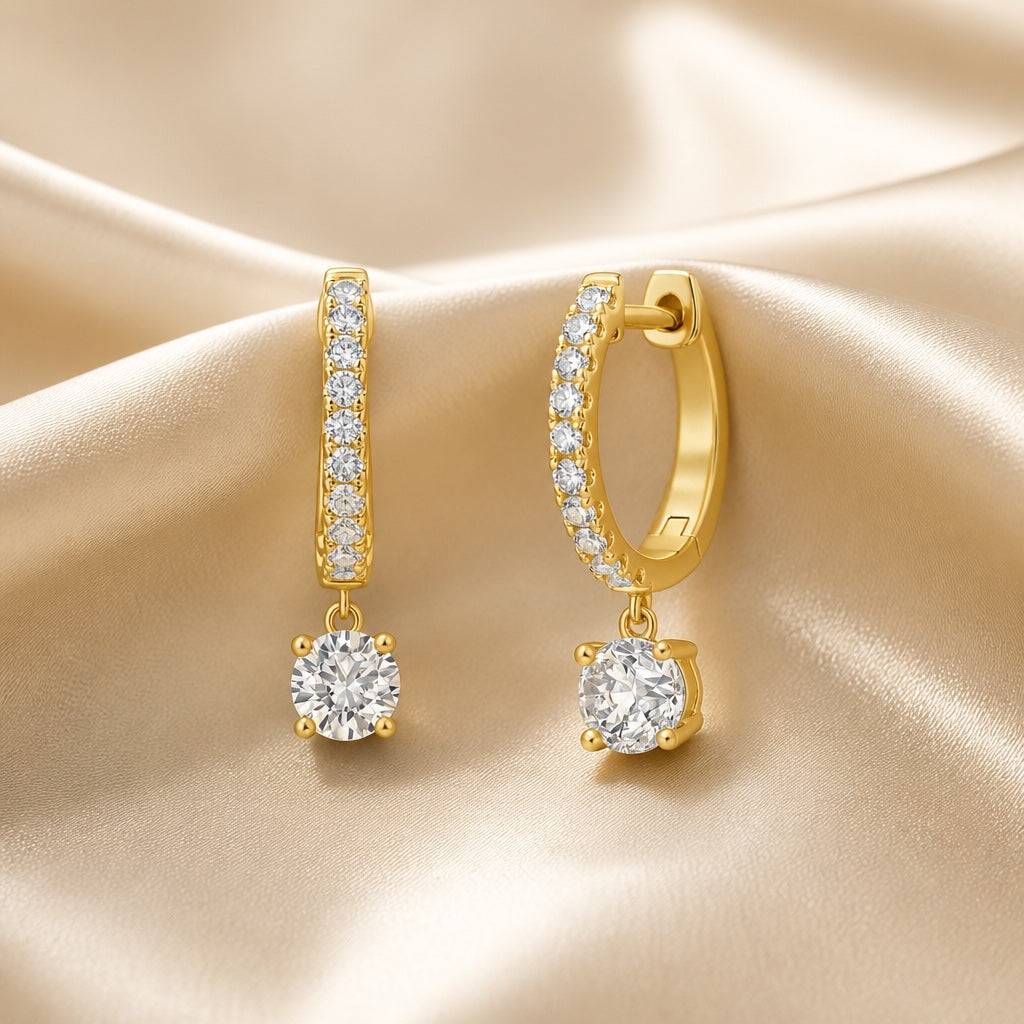 White Gold Earrings with Round-Cut Moissanite