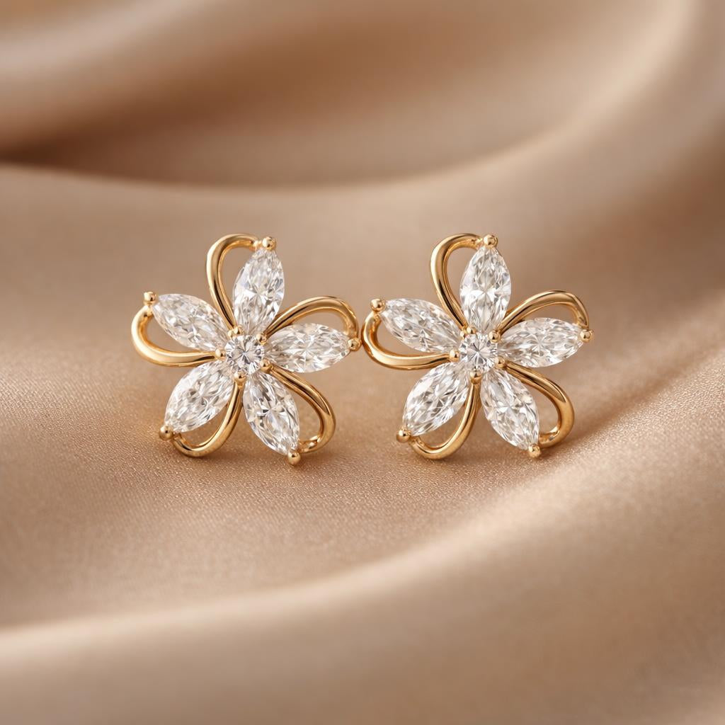 White Gold Hoop Earrings with Cubic Zirconia Settings