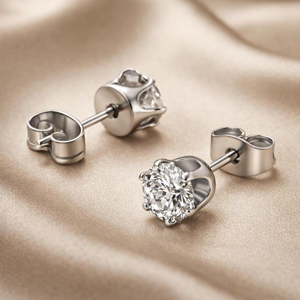 White gold and cubic zirconia earrings