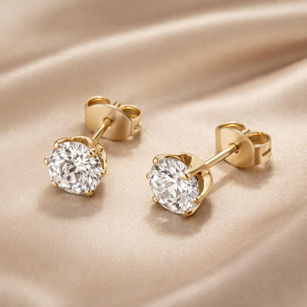 White gold and cubic zirconia earrings