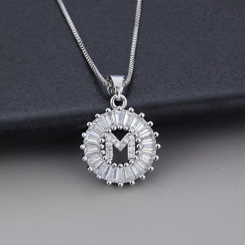 White Gold Necklace with Z Initial and Cubic Zirconia Pendant