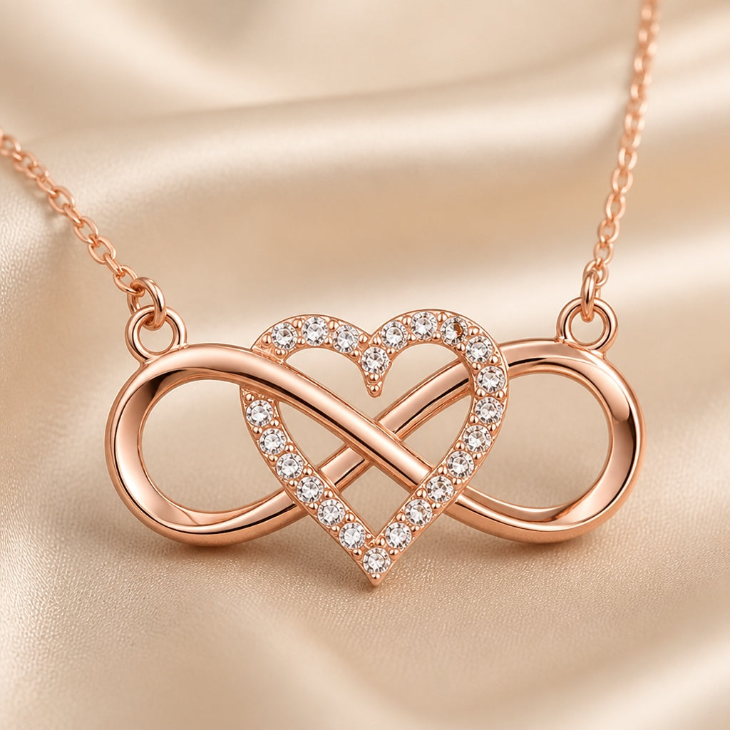 White Gold Infinity Heart Pendant with Necklace