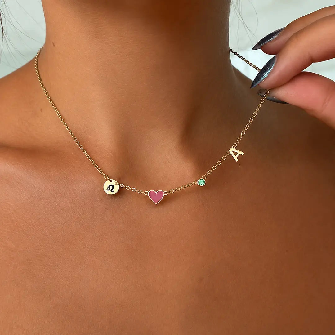 PERSONALIZED HEART CHARM NECKLACE