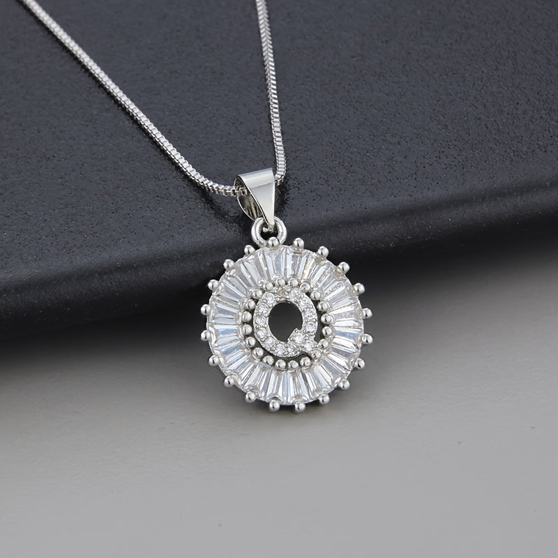 White Gold Necklace with Z Initial and Cubic Zirconia Pendant