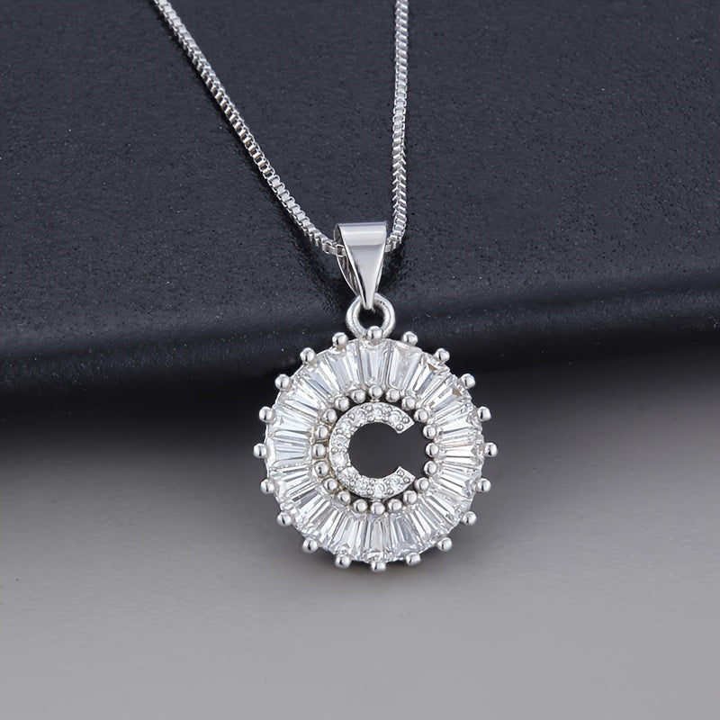 White Gold Necklace with Z Initial and Cubic Zirconia Pendant