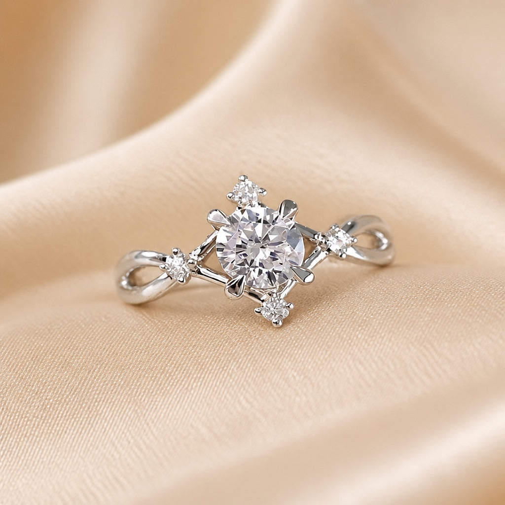 White gold-plated zirconia ring