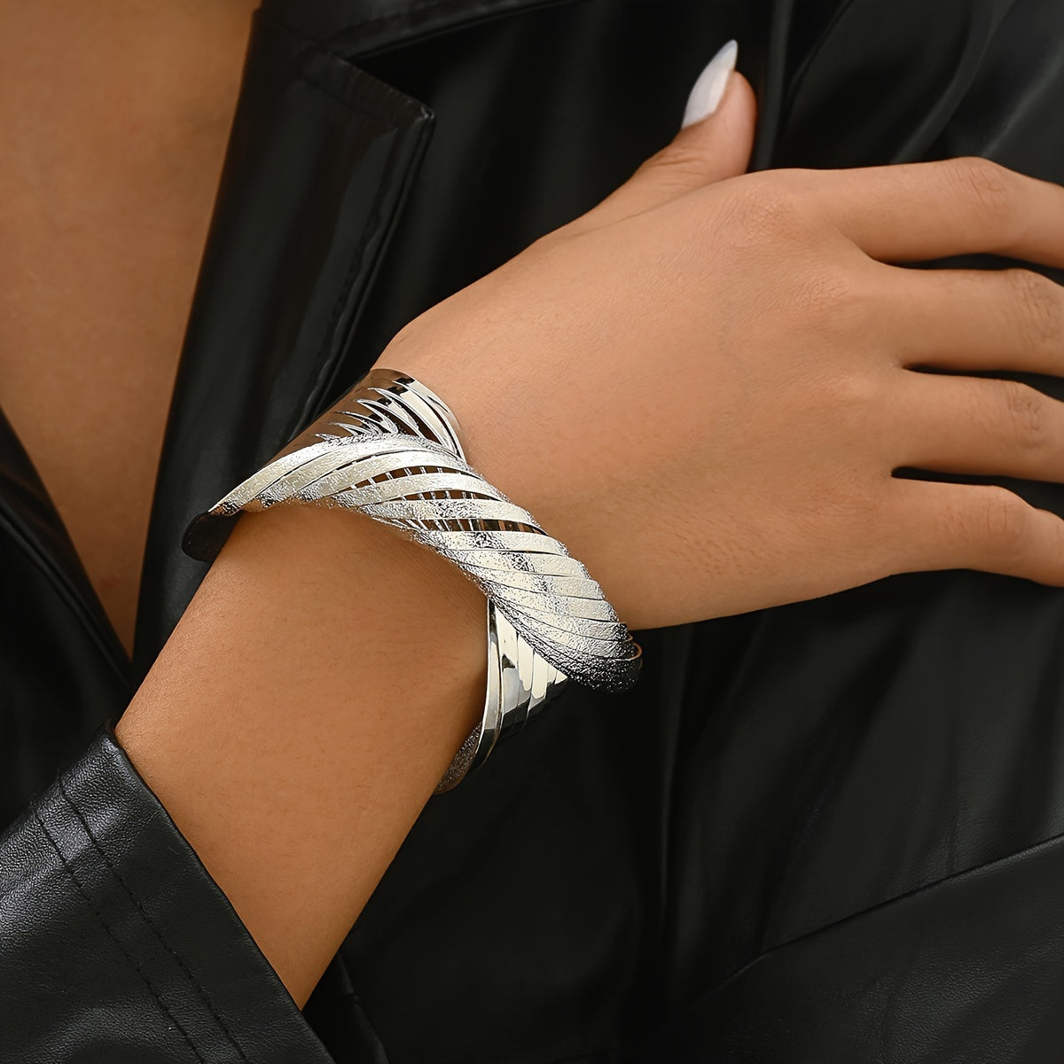 Matte White Gold Braided Bracelet