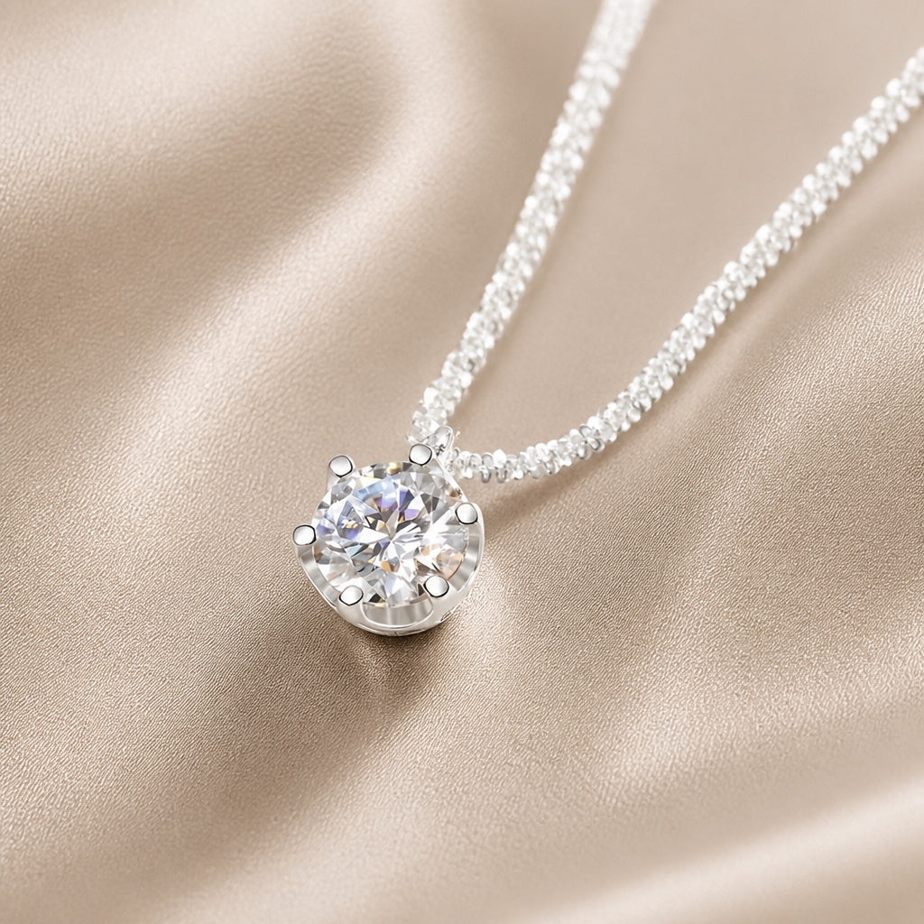 White Gold Eternity Necklace with Cubic Zirconia