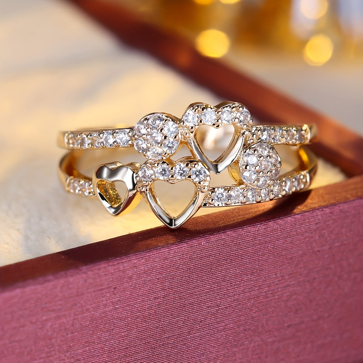 White Gold Heart Ring with Zirconia