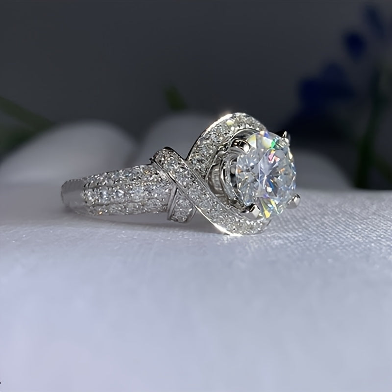 White Gold Ring with Moissanite and Split Shank