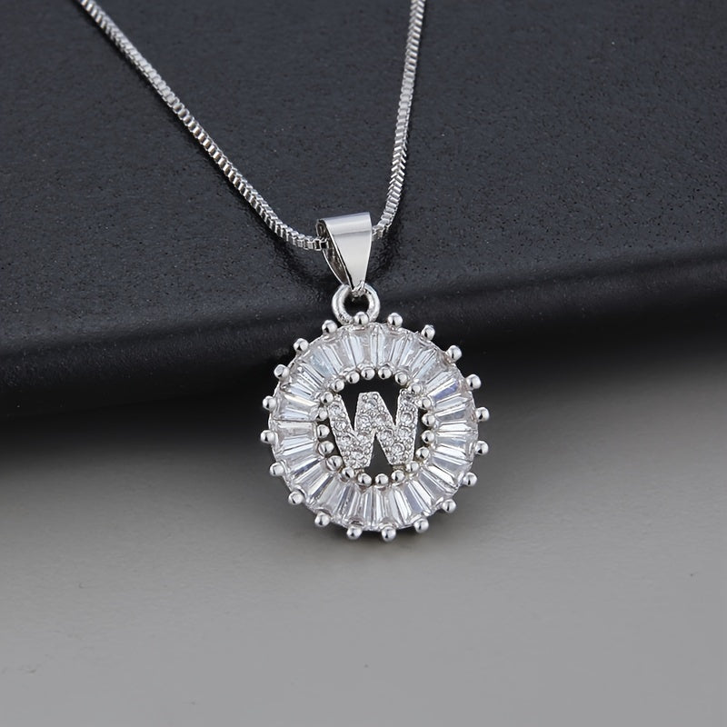 White Gold Necklace with Z Initial and Cubic Zirconia Pendant