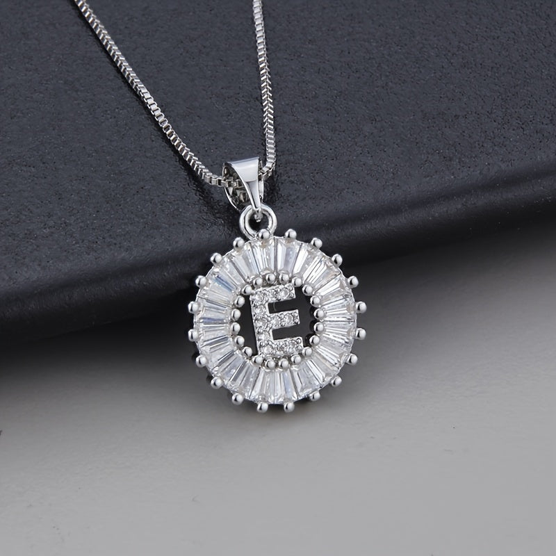 White Gold Necklace with Z Initial and Cubic Zirconia Pendant