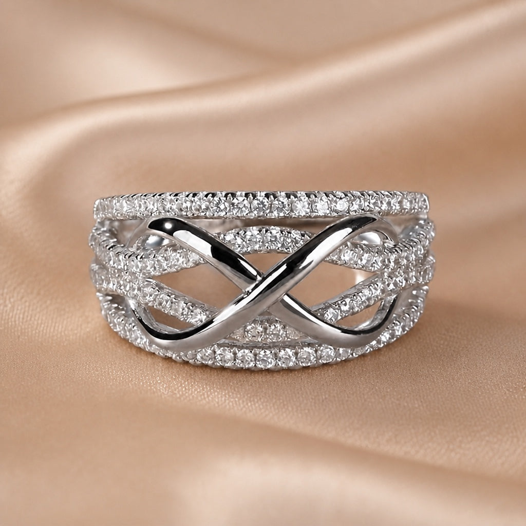"Infinite" white gold-plated zirconia ring