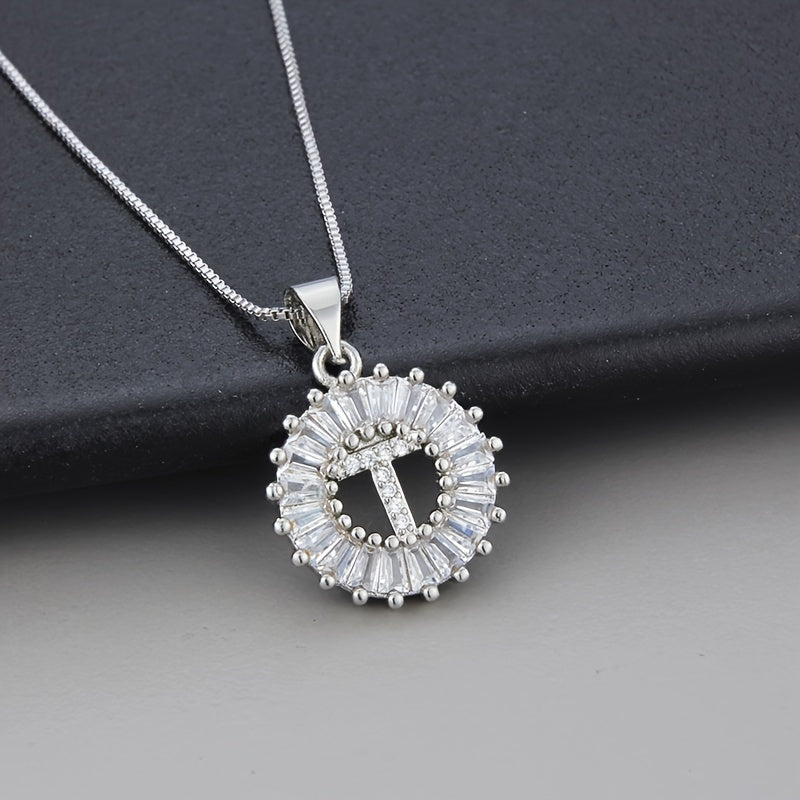 White Gold Necklace with Z Initial and Cubic Zirconia Pendant