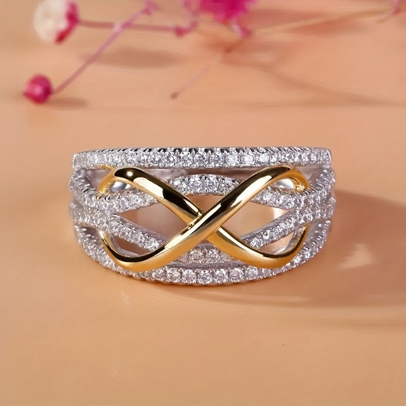 "Infinite" white gold-plated zirconia ring