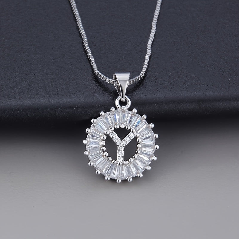 White Gold Necklace with Z Initial and Cubic Zirconia Pendant