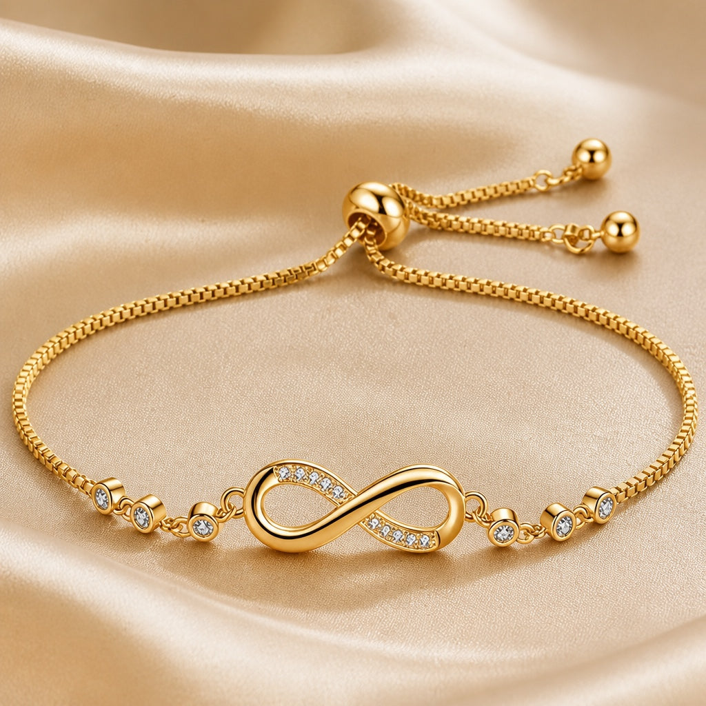 White gold sliding bracelet with infinity symbol