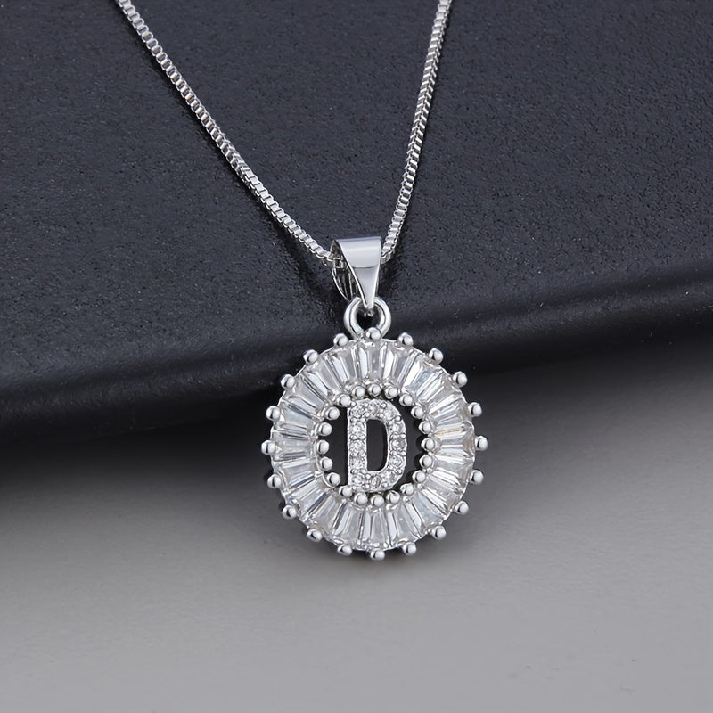 White Gold Necklace with Z Initial and Cubic Zirconia Pendant