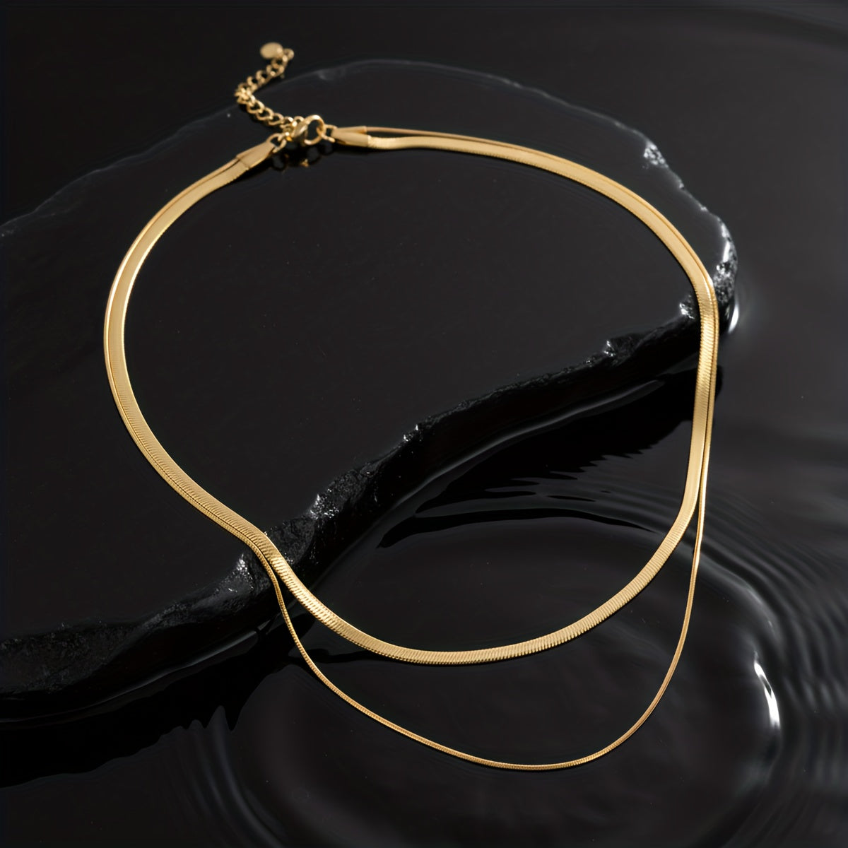 White Gold Layered Snake Chain Necklace