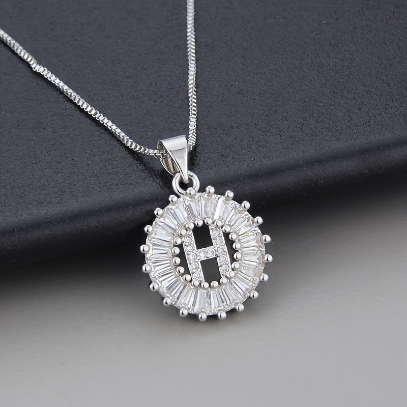 White Gold Necklace with Z Initial and Cubic Zirconia Pendant