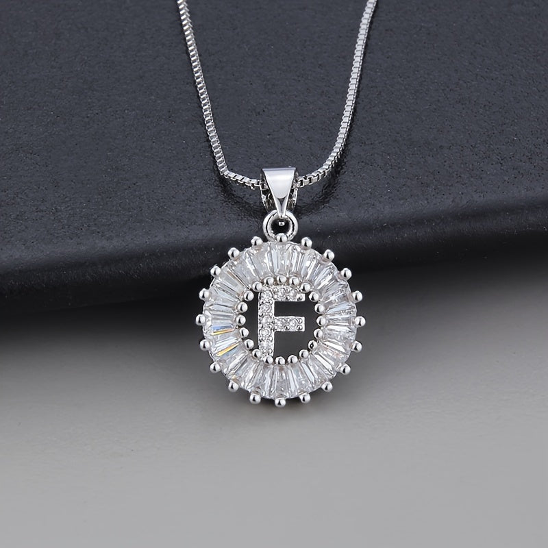 White Gold Necklace with Z Initial and Cubic Zirconia Pendant