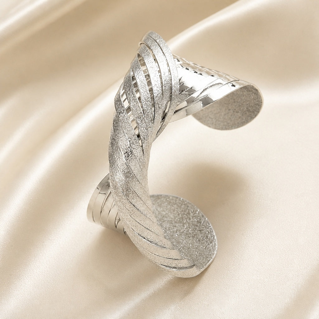Matte White Gold Braided Bracelet