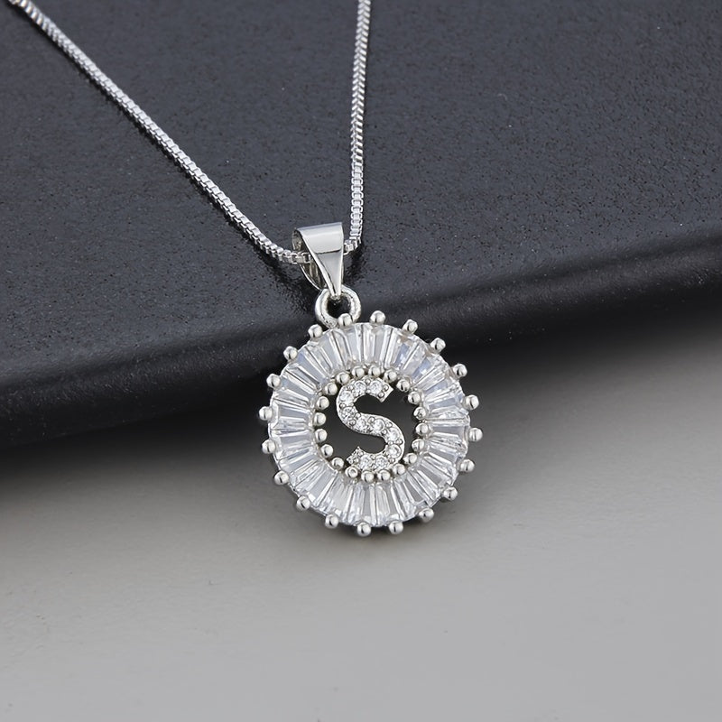 White Gold Necklace with Z Initial and Cubic Zirconia Pendant