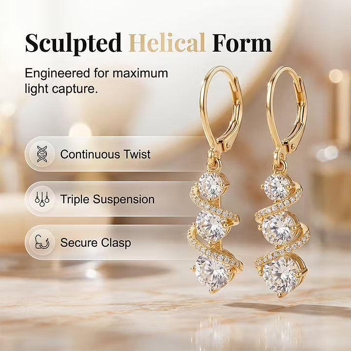 Asymmetric spiral and dangle earrings