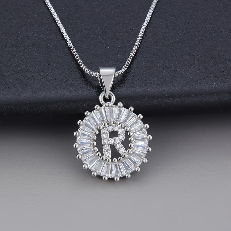 White Gold Necklace with Z Initial and Cubic Zirconia Pendant