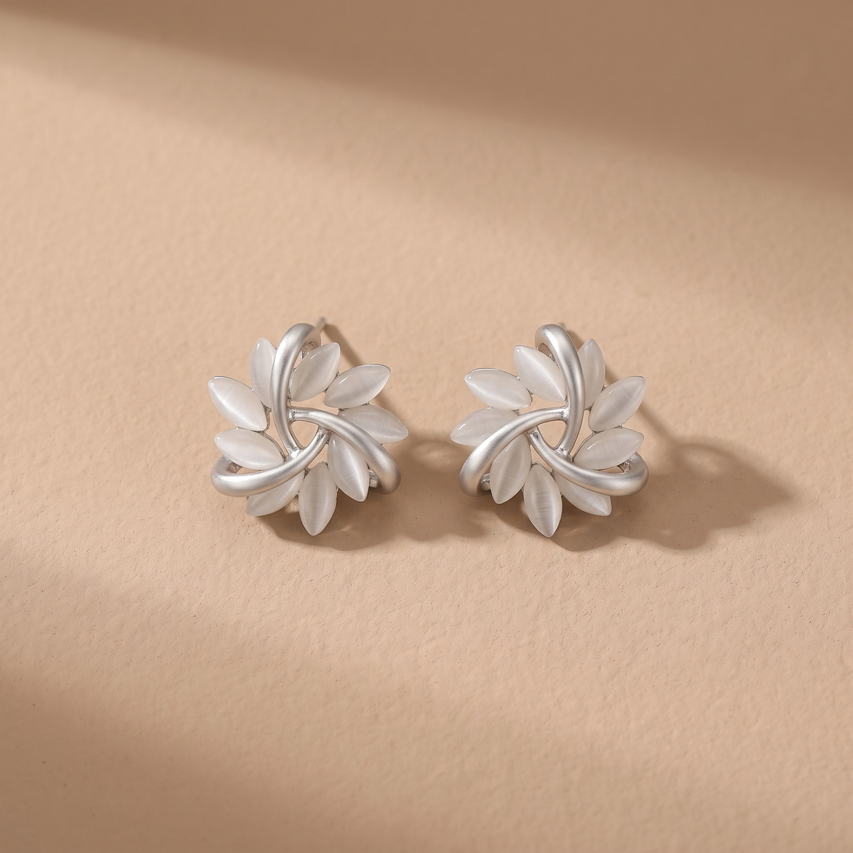 White Opal Floral Earrings