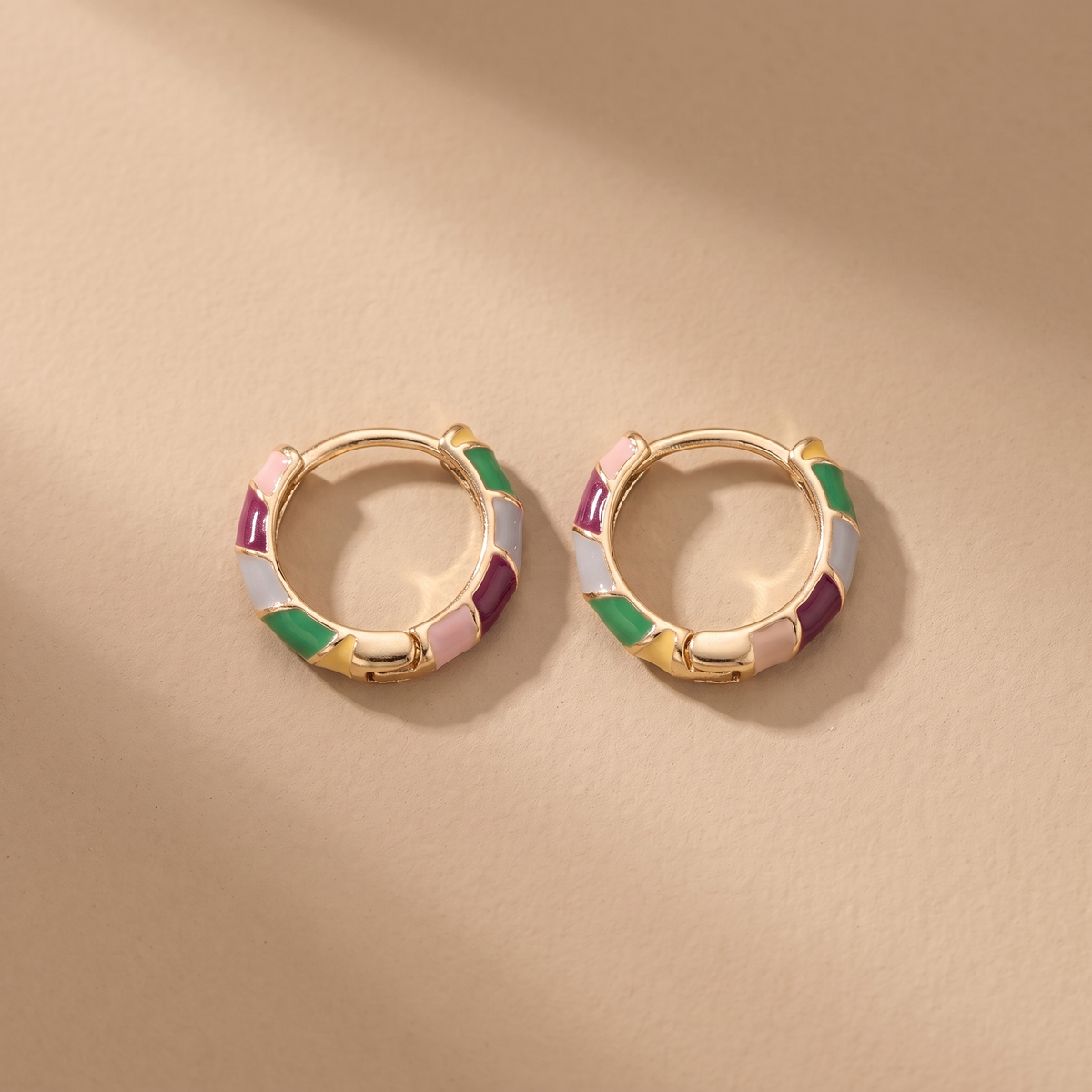 Chic Golden Enamel Earrings