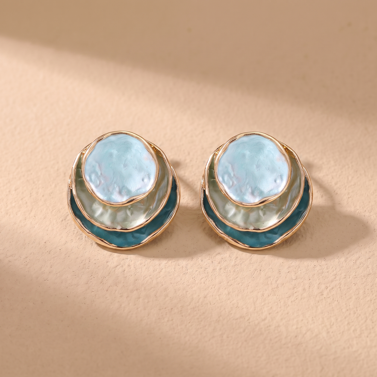 Ocean Hand Painted Layered Hoop Earrings