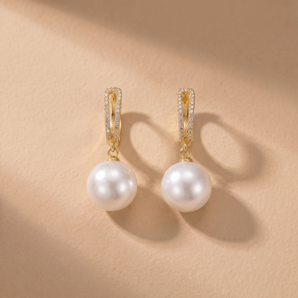 Elegant Pearl and Zirconia Earrings